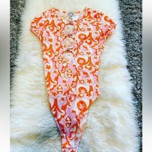 Pink & Orange Patterned Bodysuit